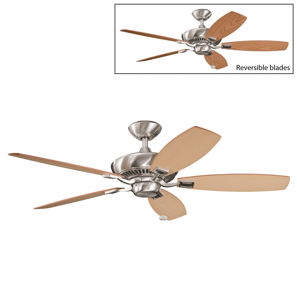 Kichler Canfield 52-in Brushed Stainless Steel with Light Oak/Medium Oak Blades Ceiling Fan Light Kit Compatible ( 5 -Blade ) 1254107