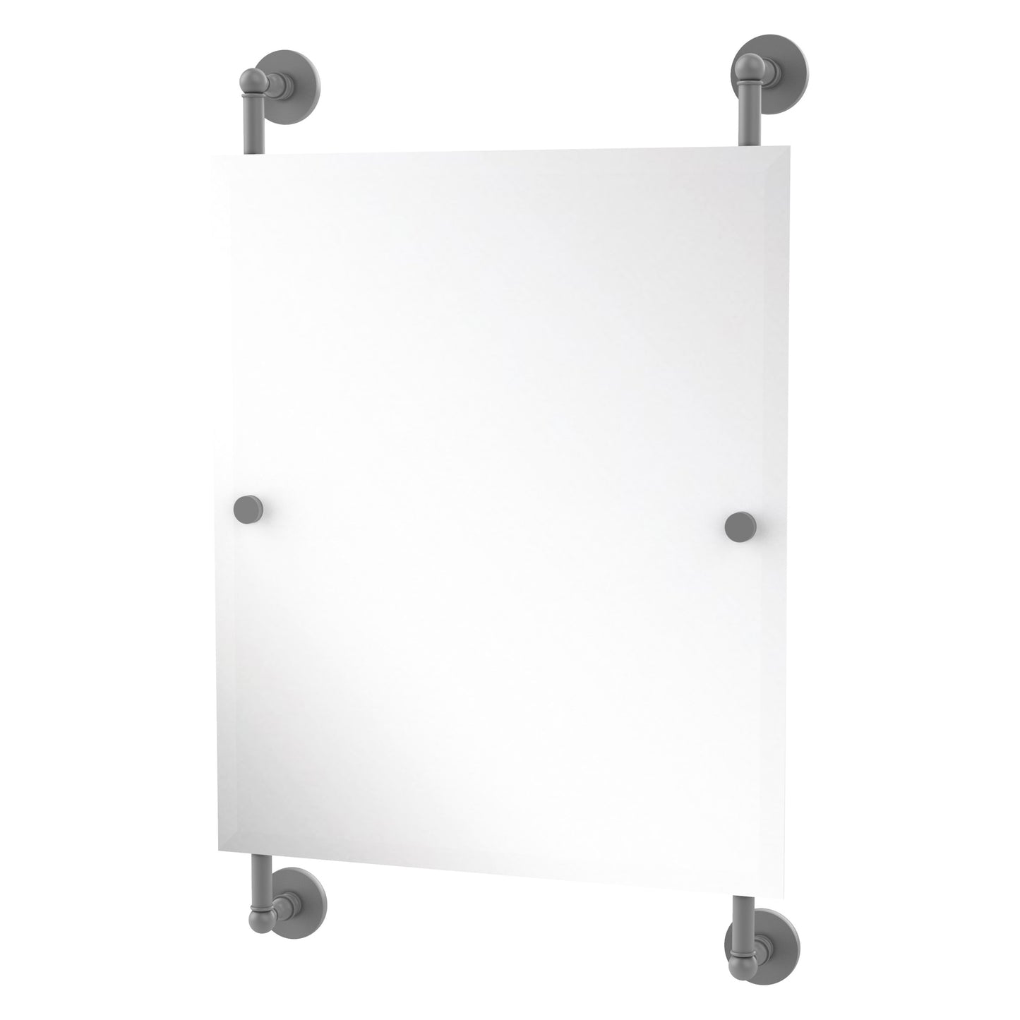 Allied Brass Prestige Skyline 21-Inches x 33-Inches Beveled Frameless Rectangle Bathroom Vanity Mirror ( Matte Gray )