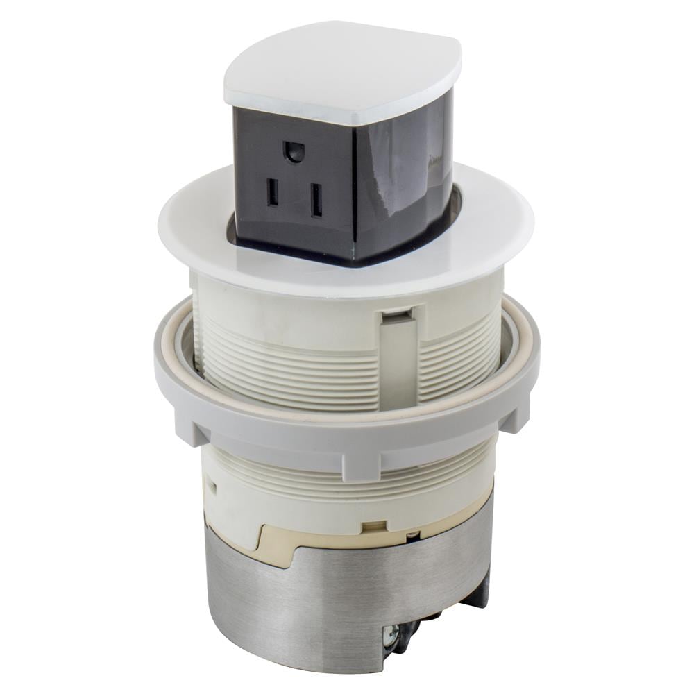 Hubbell Bryant 15-Amp 125-volt Tamper Resistant Recessed Pop-out Residential/Commercial Duplex Outlet, White RCT200W