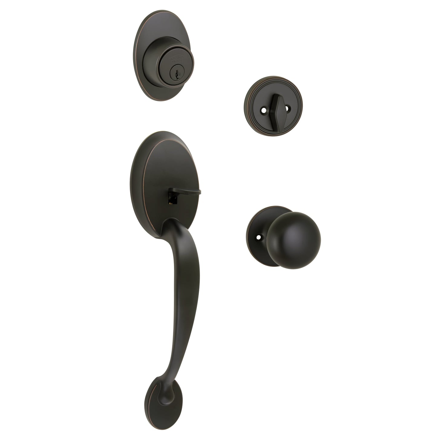 Design House Cambridge Oil Rubbed Bronze Keyed Entry Door Handleset with Accent Knob 753566