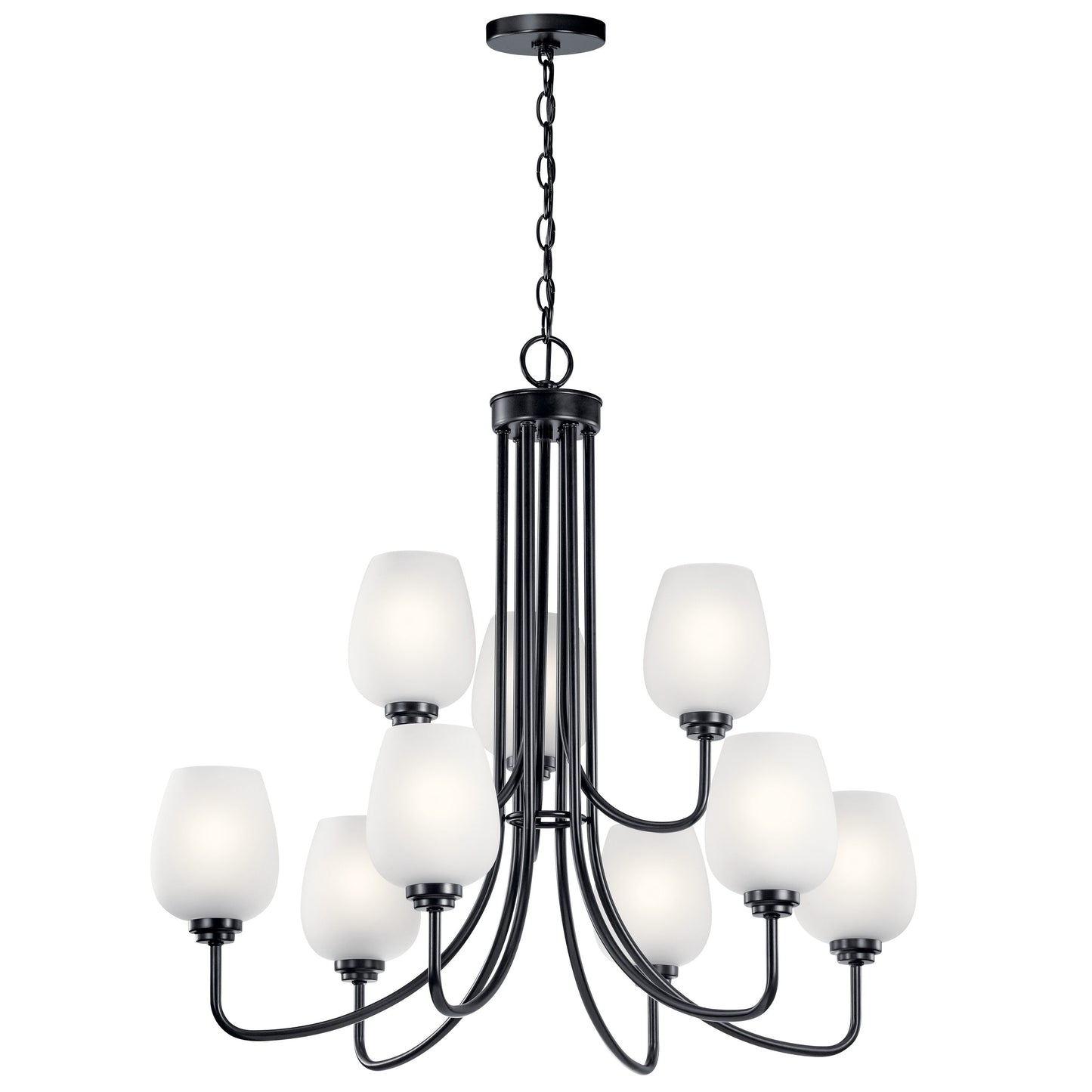 Kichler Valserrano 9 -Light Black Traditional For Use in Bedrooms, Dining Rooms, Foyers, Kitchens, Living Rooms Chandelier 1958931