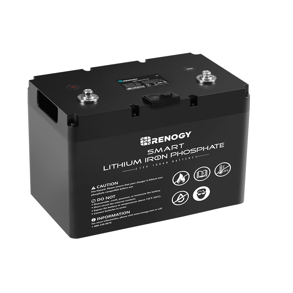 Renogy Smart Lithium Iron Phosphate Battery Rechargeable Lithium 121000 Generator Batteries RBT100LFP12S-G1