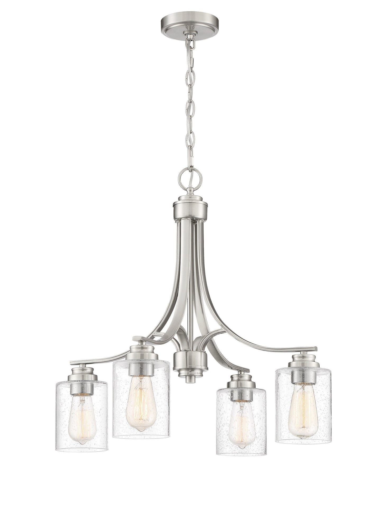 Craftmade Bolden 4 -Light Brushed Nickel Transitional For Use in Bedrooms, Dining Rooms, Foyers, Kitchens, Living Rooms Chandelier 2180081