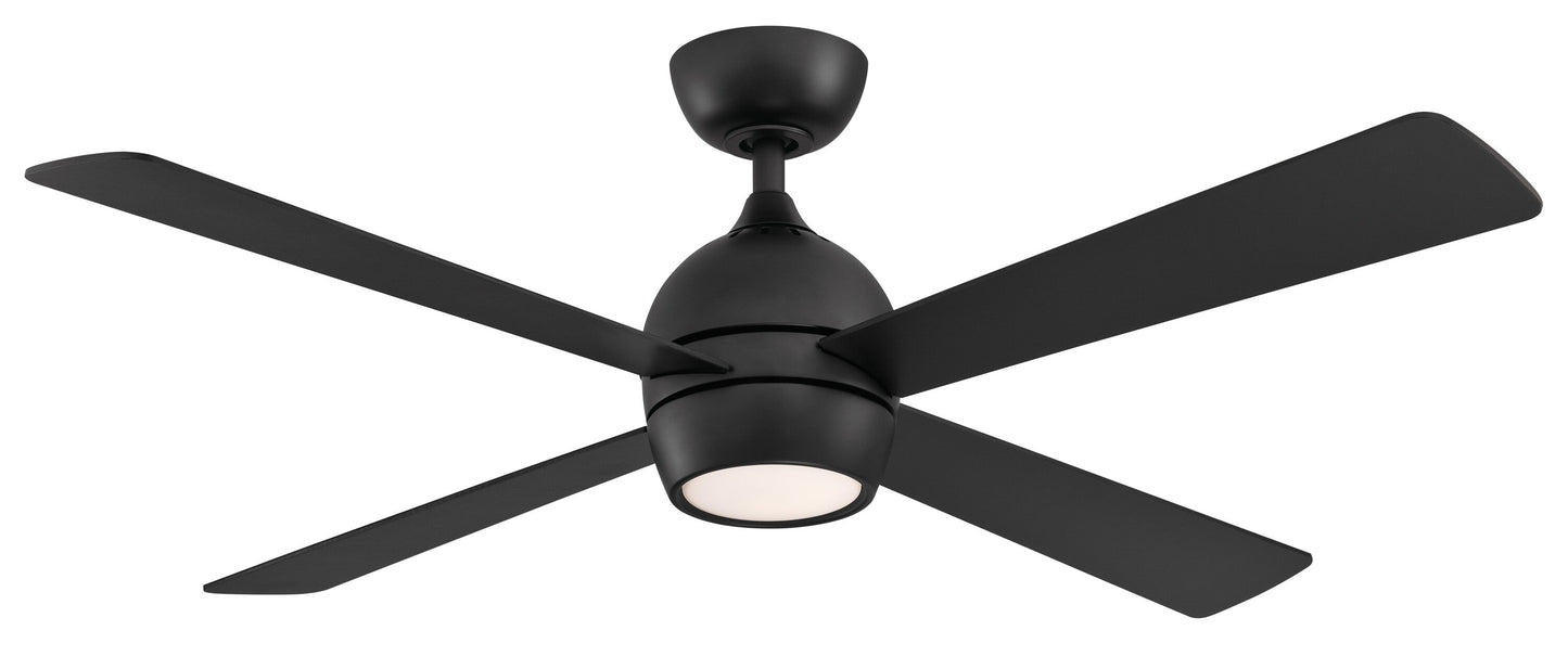 Fanimation Kwad 52-in Integrated LED Black with Black Blades Ceiling Fan With Light - Remote Included ( 4 -Blade ) 2411261