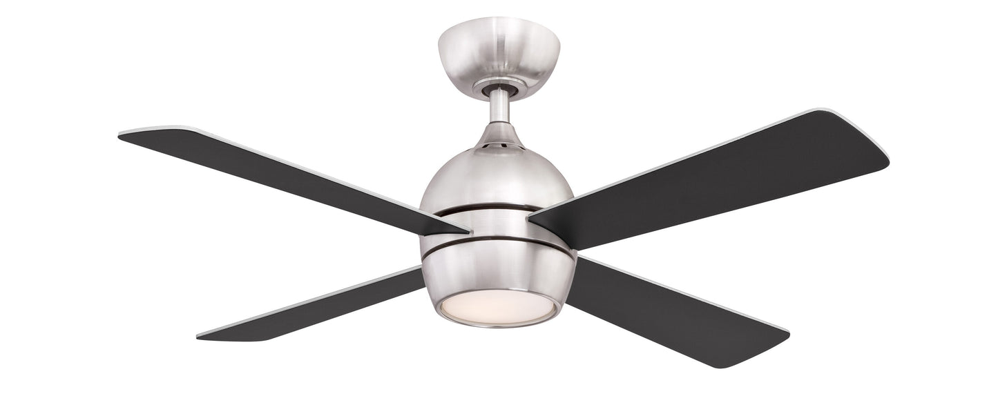 Fanimation Kwad 44-in Integrated LED Brushed Nickel with Brushed Nickel/Black Blades Ceiling Fan With Light - Remote Included ( 4 -Blade ) 2411256