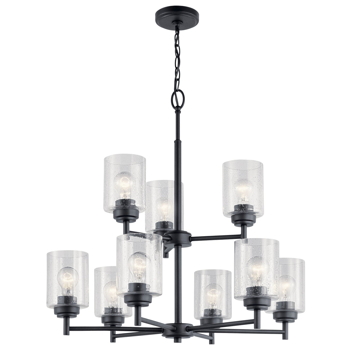 Kichler Winslow 9 -Light Black Modern/contemporary For Use in Bedrooms, Dining Rooms, Foyers, Kitchens, Living Rooms Chandelier 2416113