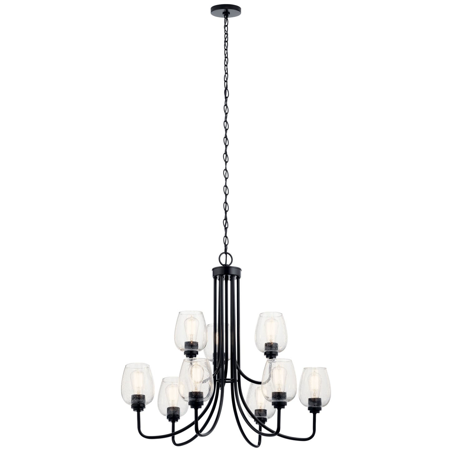 Kichler Valserrano 9 -Light Black Traditional For Use in Bedrooms, Dining Rooms, Foyers, Kitchens, Living Rooms Chandelier 2416129