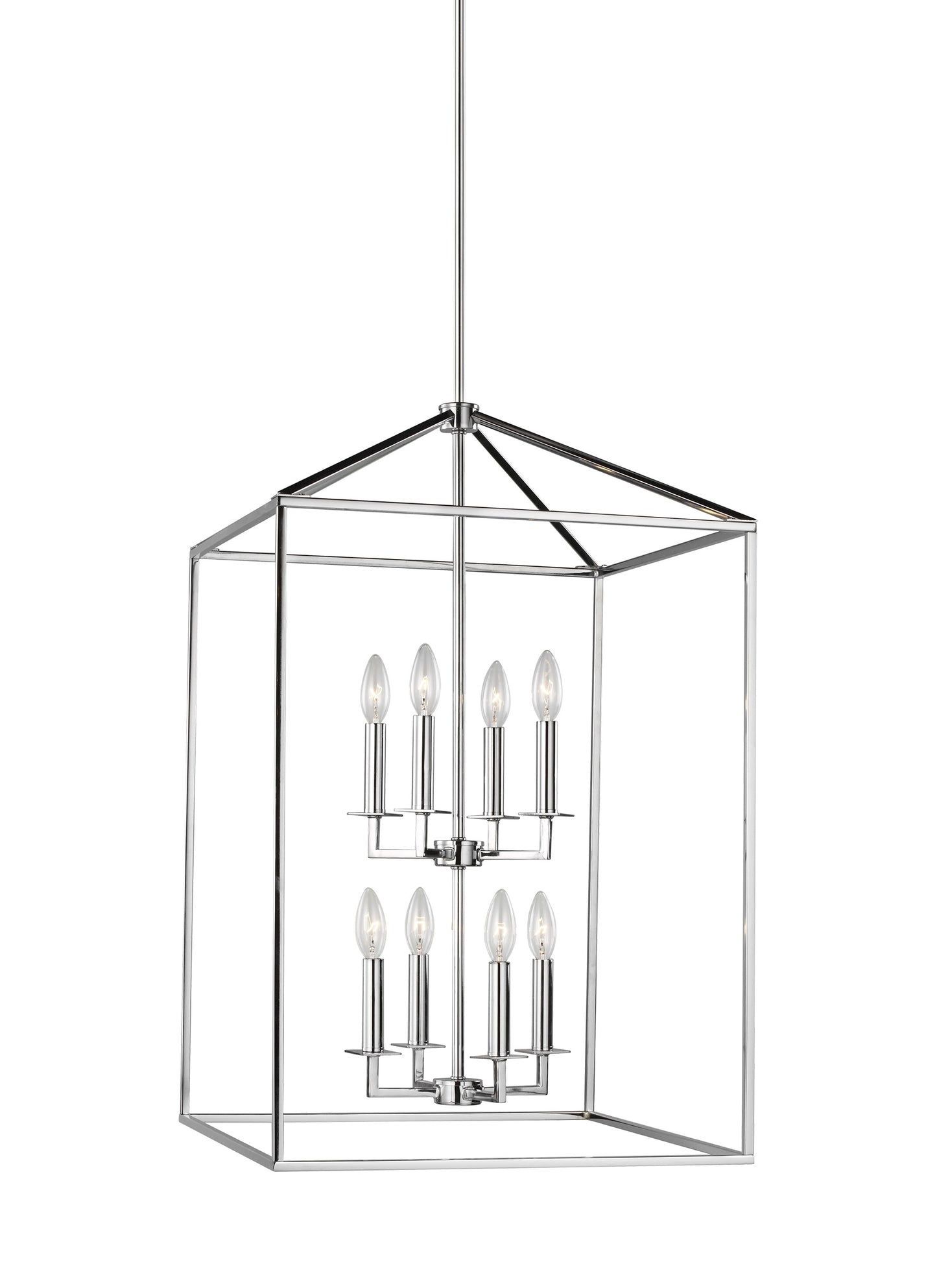 Generation Lighting Perryton 8 -Light Chrome Transitional Tiered Medium Hanging Pendant light