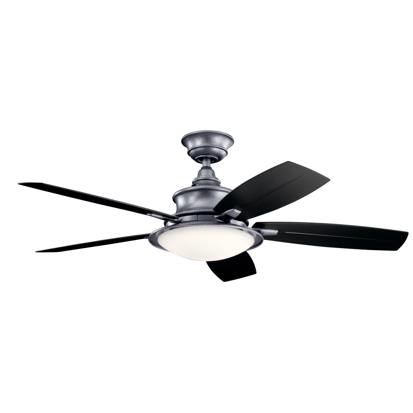 Kichler Cameron 52-in Integrated LED Outdoor Weathered Steel Powder Coat with Black/Weathered White Walnut Blades Ceiling Fan With Light - Remote Included ( 5 -Blade ) 4136536
