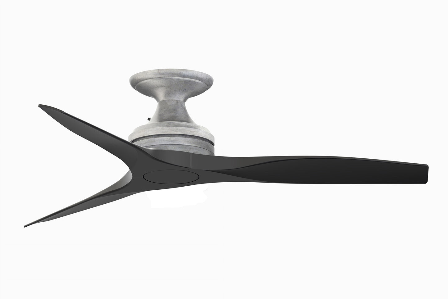 Fanimation Spitfire 48-in Outdoor Flush Mount Galvanized with Black Blades Propeller Ceiling Fan Light Kit Compatible - Remote Included ( 3 -Blade ) 3073224