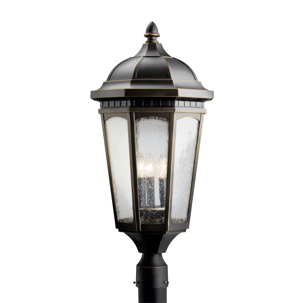 Kichler Courtyard 27-in Rubbed Bronze Traditional Outdoor Light post lantern 3073391