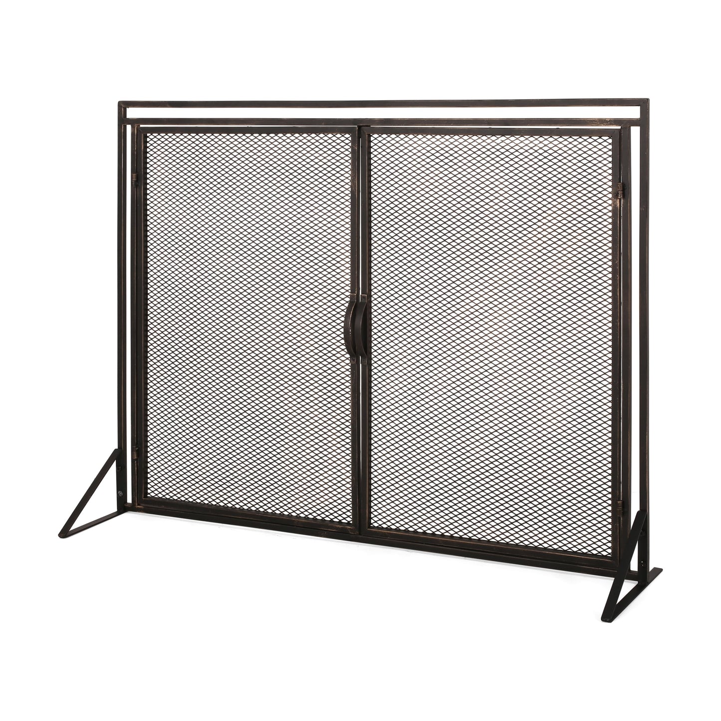 Home Decor 40-in Black Brushed Gold Iron 1-Panel Flat Twin Fireplace Screen 311960