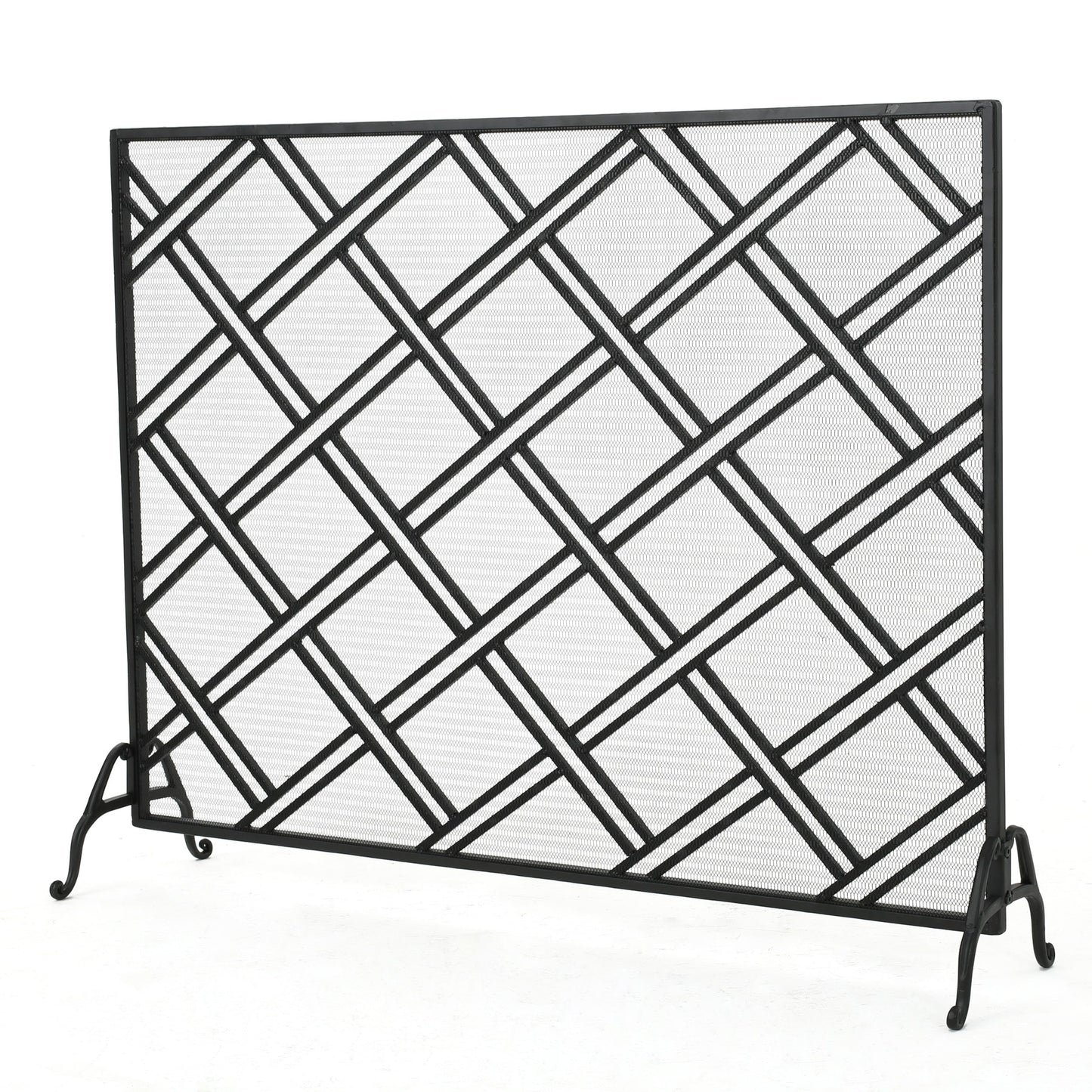 Home Decor 44-in Black Iron 1-Panel Flat Fireplace Screen 301555