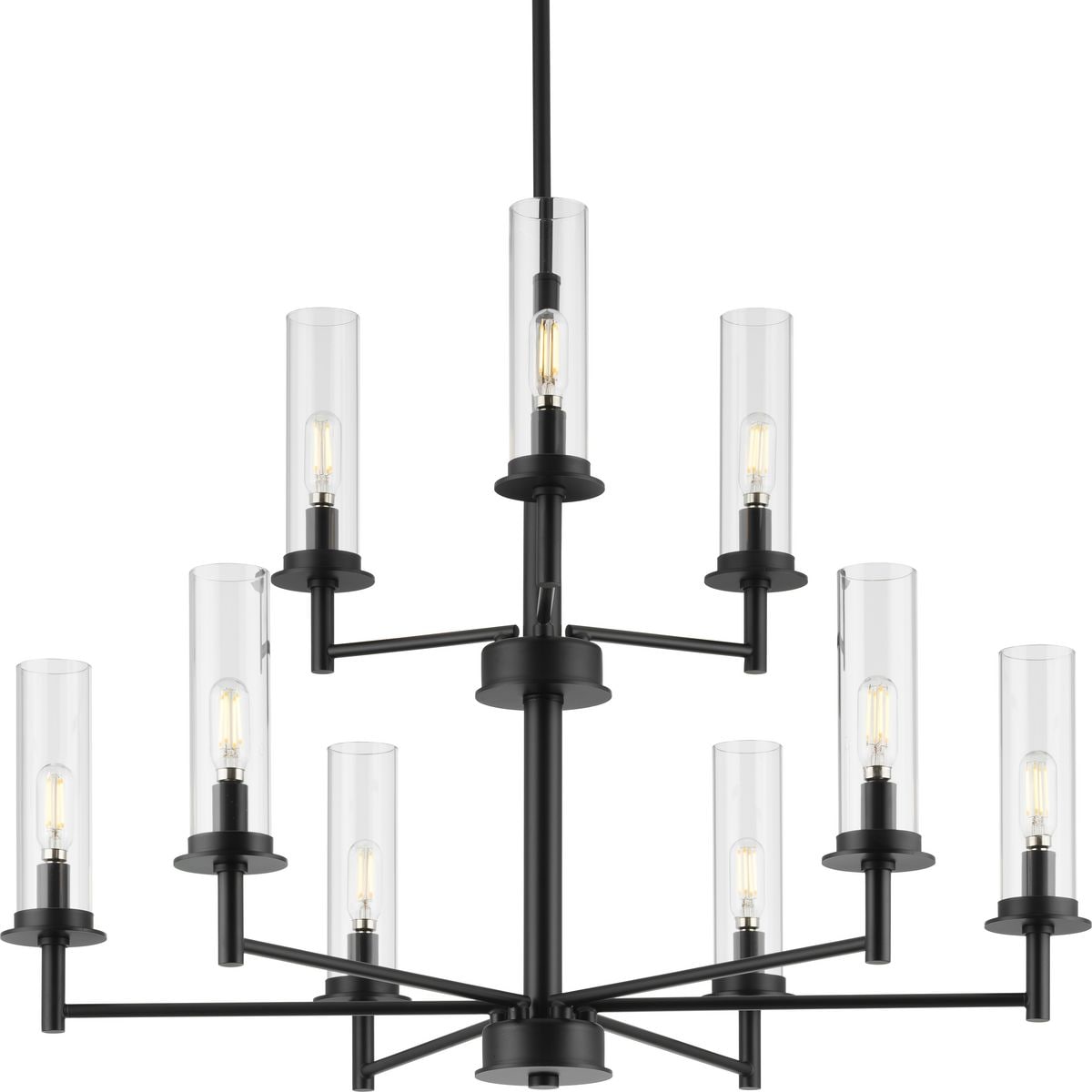 Progress Lighting Kellwyn 9 -Light Matte Black Traditional For Use in Bedrooms, Dining Rooms, Foyers, Kitchens, Living Rooms Chandelier 3725379