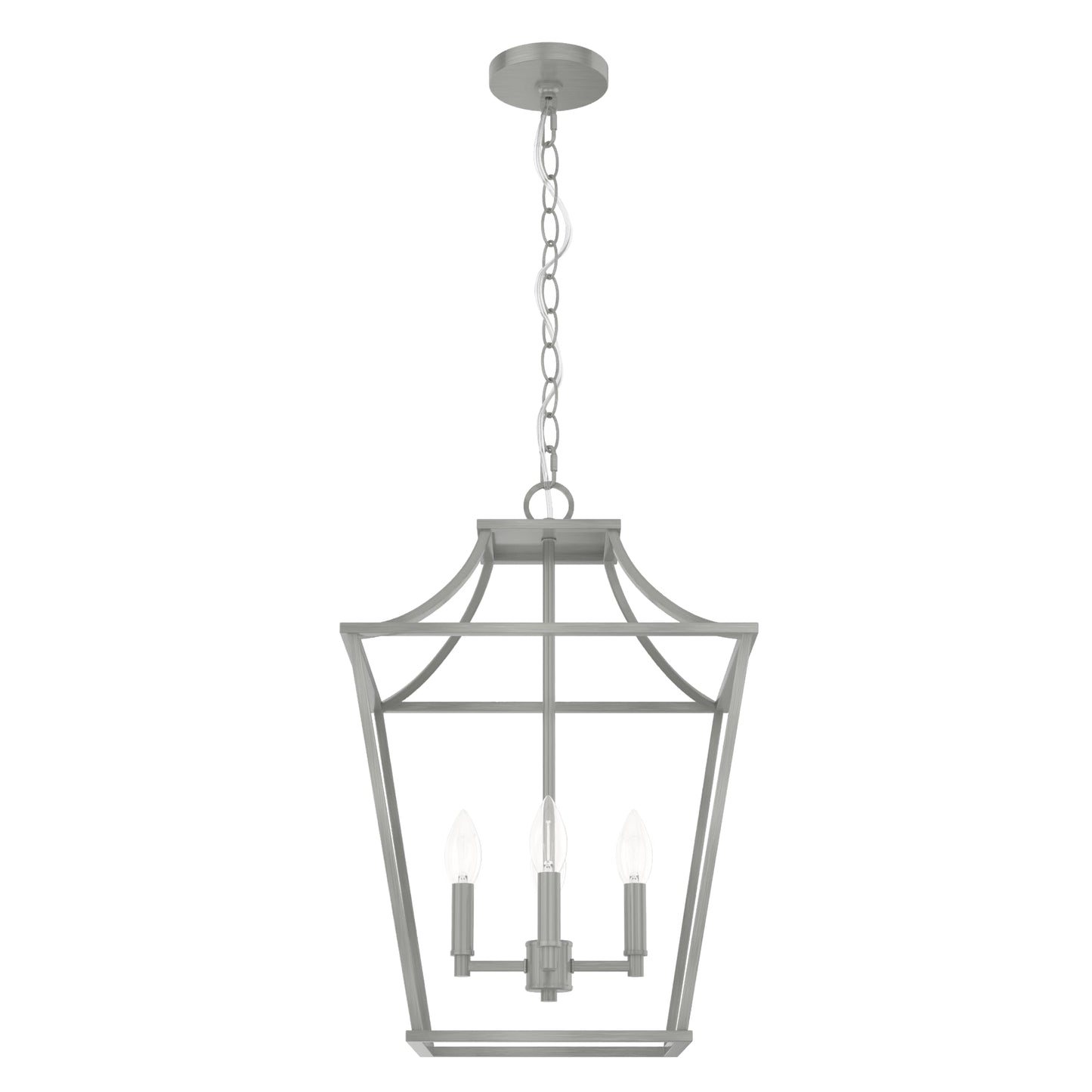 Hunter Laurel Ridge 4 -Light Brushed Nickel Traditional Lantern Medium Hanging Pendant light 3830534