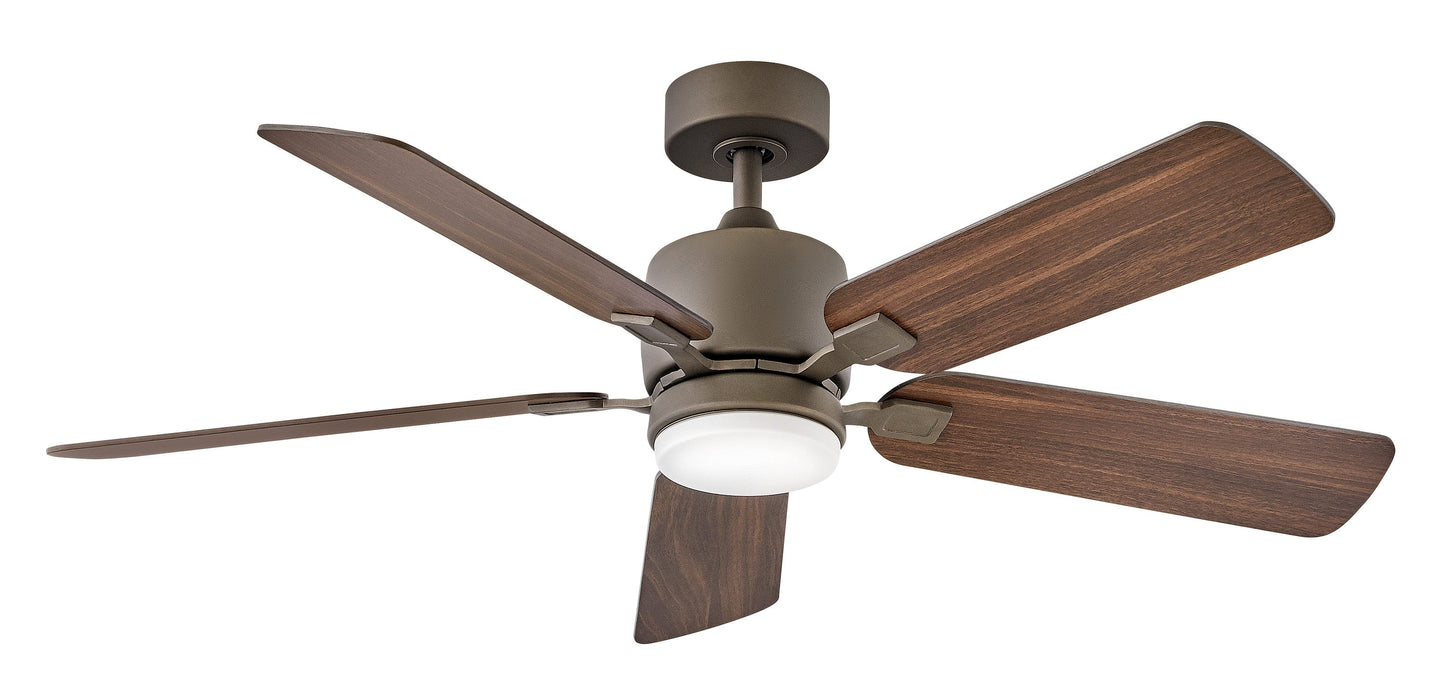 Hinkley AFTON 52-in Metallic Matte Bronze with Walnut, Metallic Matte Bronze Blades Integrated LED Indoor Smart Ceiling Fan with Light and Remote (5-Blade) 903552FMM-LIA