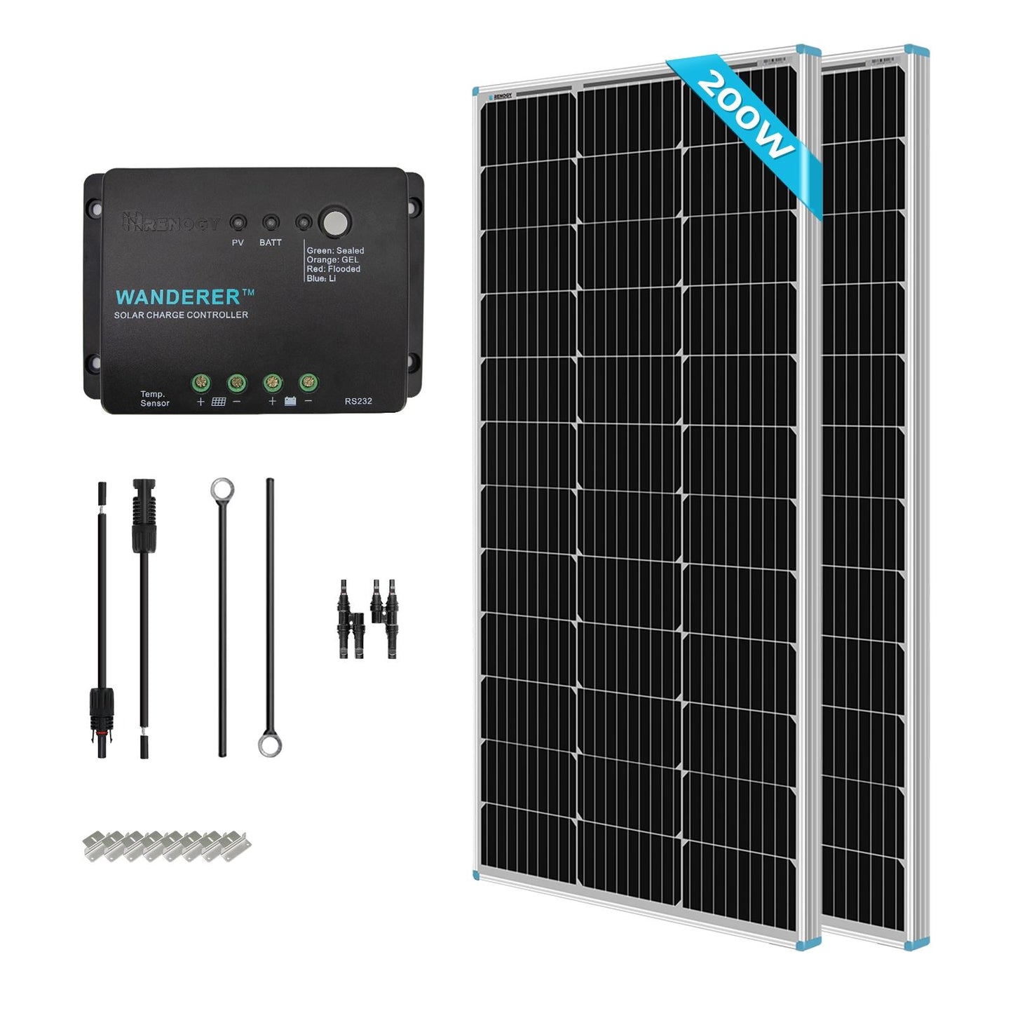 Renogy 1-Module 47.3-in x 21.3-in 200-Watt Solar Panel STARTER200D-WND30