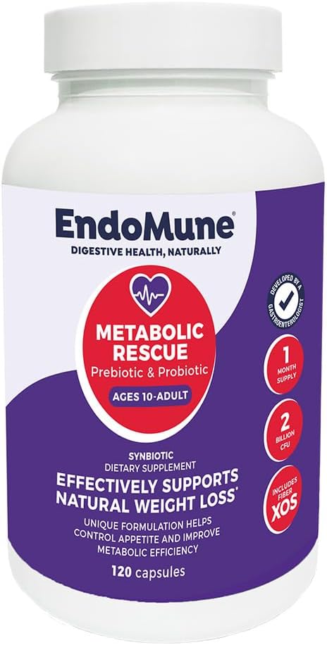 Endomune Metabolic Rescue Prebiotic and Probiotic | Physician Formulated | 120 Vegetarian Capsules | Weightloss