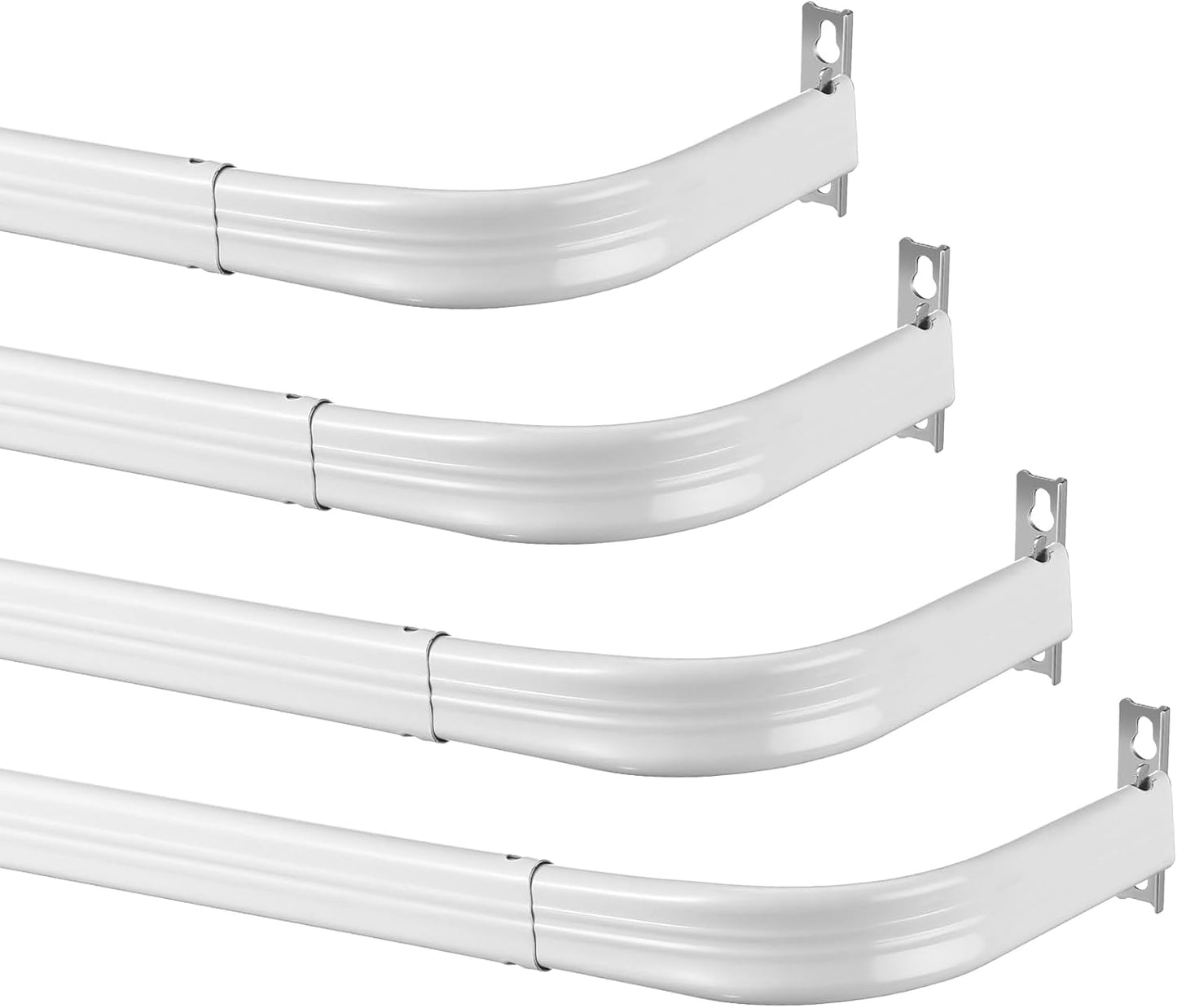 Wesiti 4 Packs Curtain Single Rods Bulk for Windows Adjustable Tension Rod for Door Kitchen Valance Sash Curtains, Bracket and Hardware Included(48-84 Inch,White)