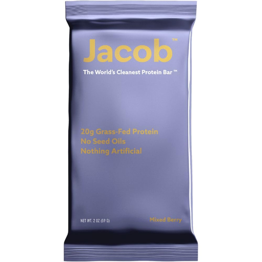 Jacob Bar, Protein Bars, Mixed Berry (9 Bars Total) - 20g Grass-Fed Protein, No Seed Oils, Nothing Artificial