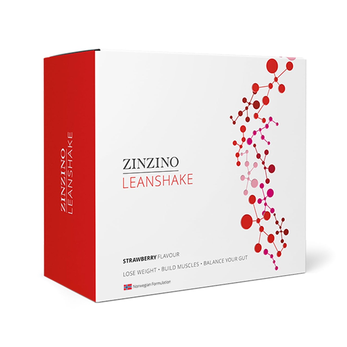 Zinzino LeanShake Strawberry - Whey Protein Powder for Healthy Body Balance, Muscle Building & Gut Health - Lean Body Protein Shake - (16 x 30g)