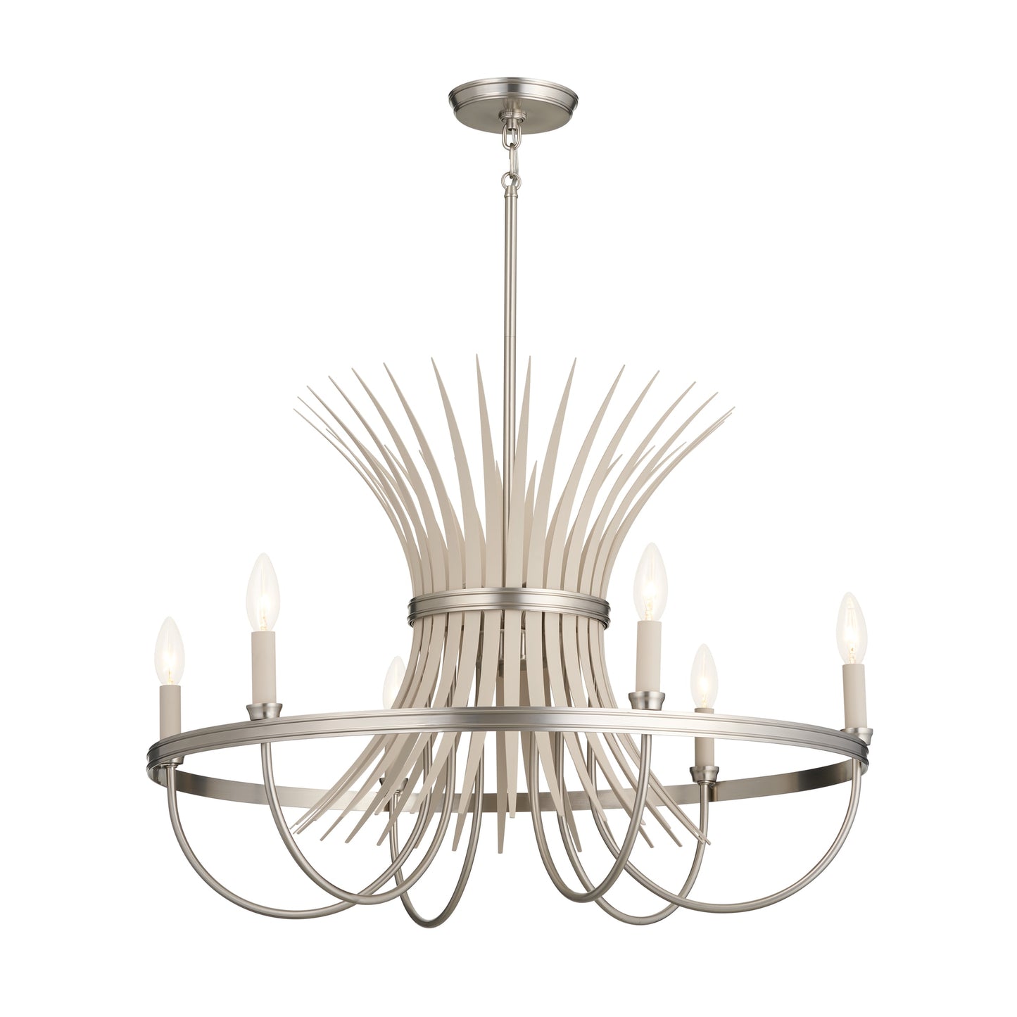 Kichler Baile 6 -Light Brushed Nickel Farmhouse For Use in Bedrooms, Dining Rooms, Foyers, Kitchens, Living Rooms Chandelier 5265479