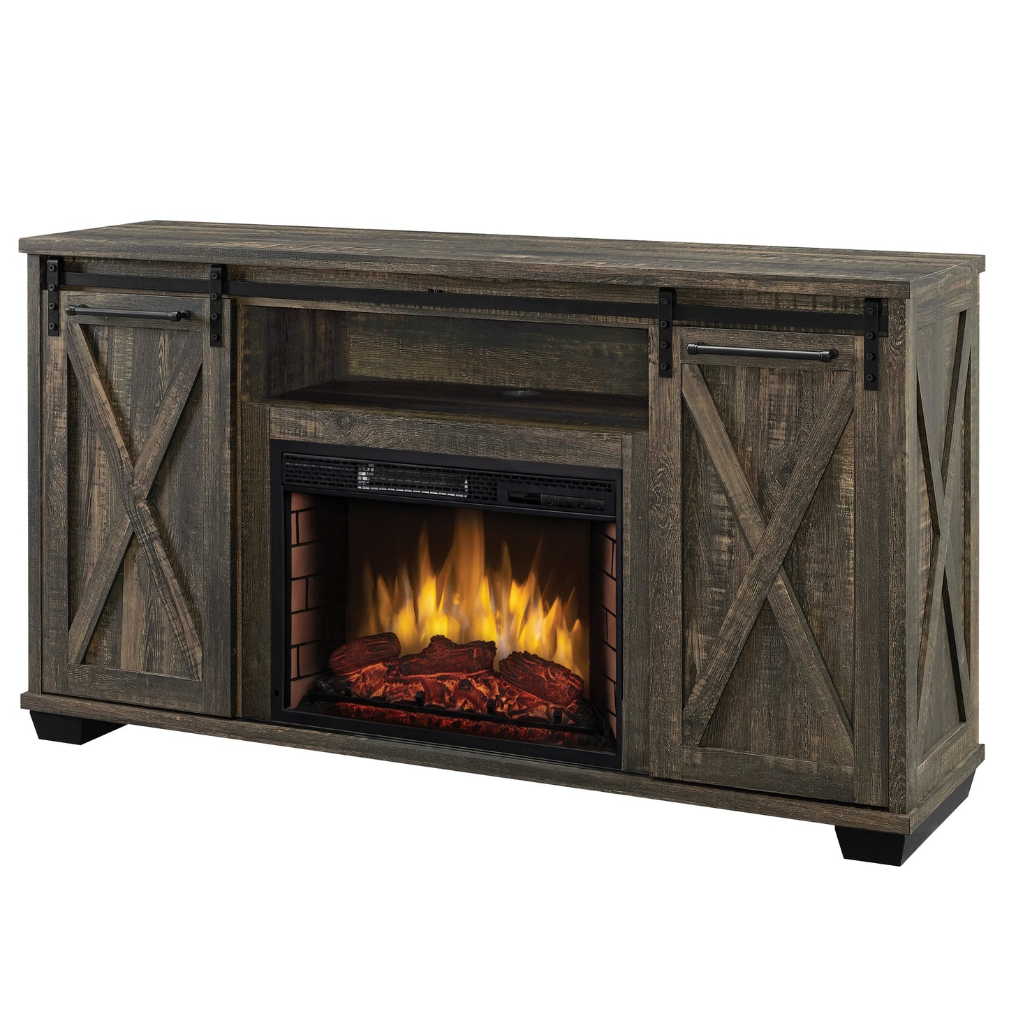 Muskoka 58-in W Rustic Brown TV Stand with Fan-forced Electric Fireplace 240-325-241
