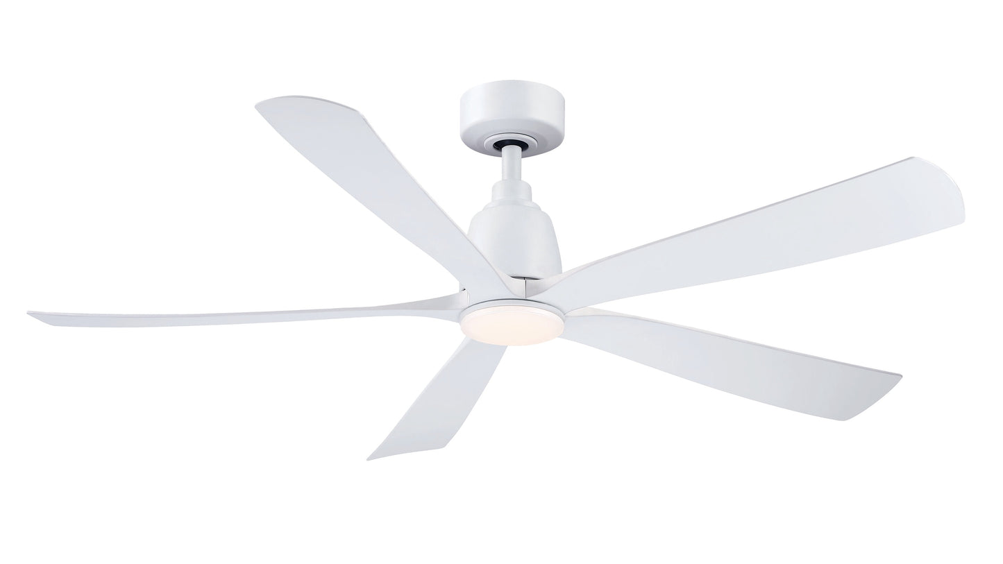 Fanimation Kute5 52-in Matte White Color-changing Integrated LED Indoor/Outdoor Smart Ceiling Fan with Light and Remote (5-Blade) FPD5534MW-LK