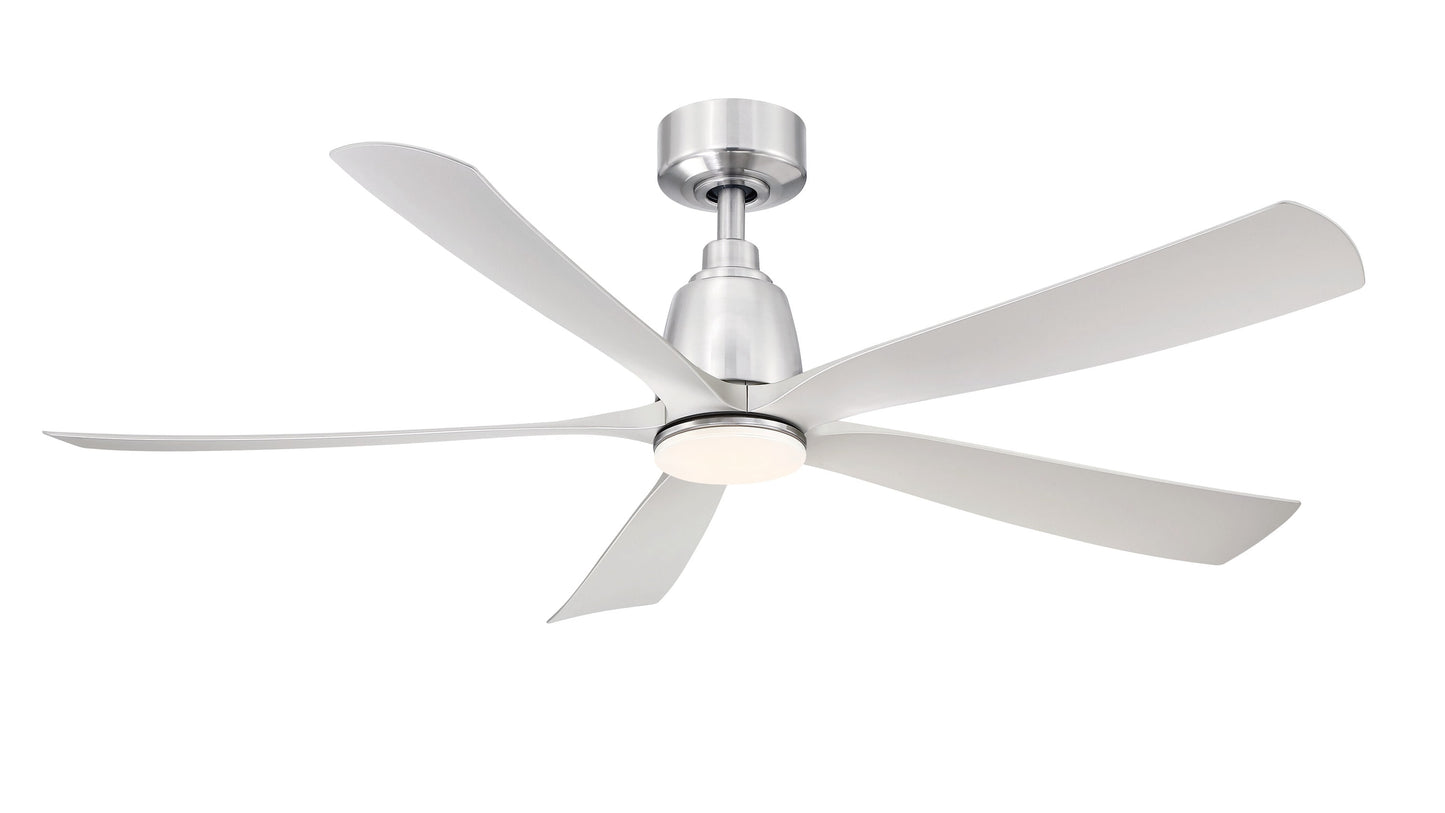 Fanimation Kute5 52-in Brushed Nickel Color-changing Integrated LED Indoor/Outdoor Smart Ceiling Fan with Light and Remote (5-Blade) FPD5534BN-LK