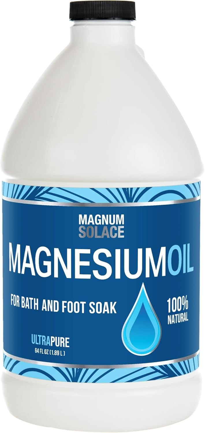 Pure Magnesium Oil - Bulk Size 64 oz - for Use with Magnesium Bath Flakes for Soaking or Refilling Oil Spray
