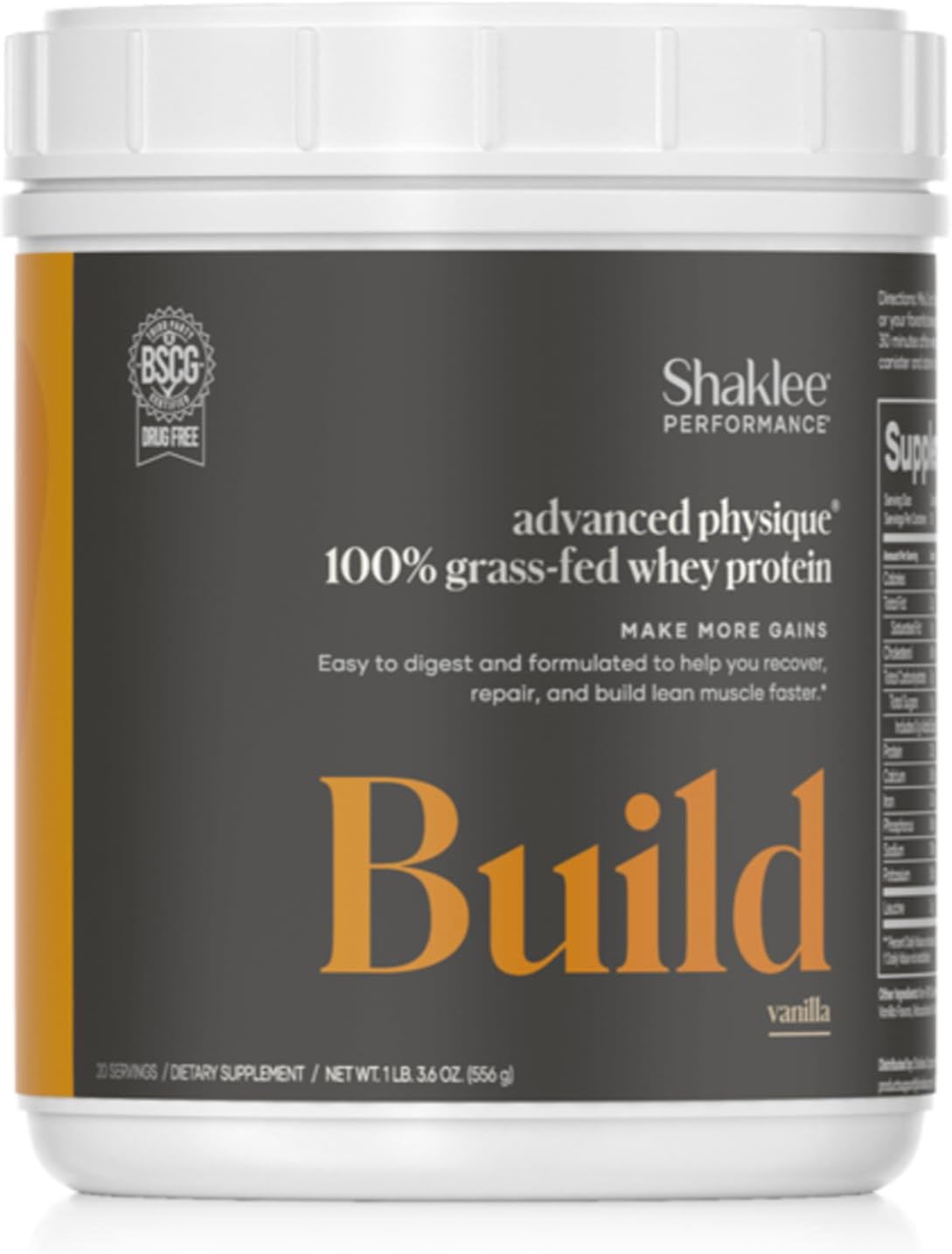 Shaklee - Performance® Advanced Physique® 100% Grass-Fed Whey Protein: Fast-Absorbing Formula - 20g Protein 110 Calories - Vanilla - 20 Servings