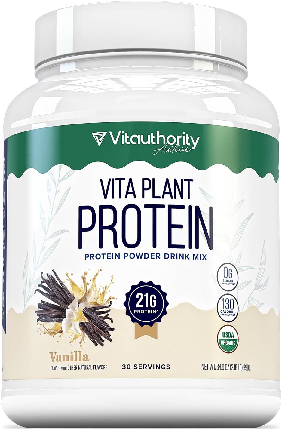 Organic Plant Based Protein for Women Complete Vegan Protein Powder with BCAAs & MCTs Plant-Based 21g, Dairy-Free, Gluten-Free, No Added Sugar, Supports Muscle Recovery (Vanilla Flavored, 30 Servings)