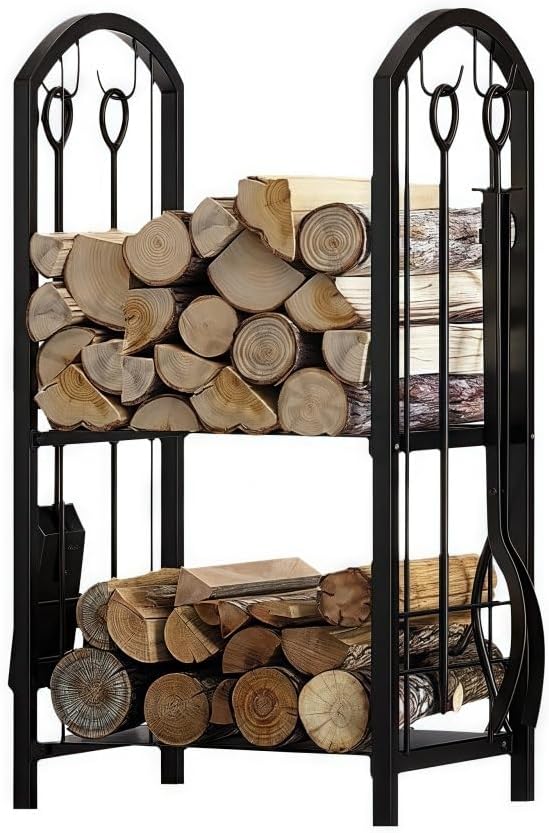 Firewood Rack Outdoor Fire, Fireplace Firewood Log Rack, Metal Wood Storage Racks, Wood Lumber Storage Stacking