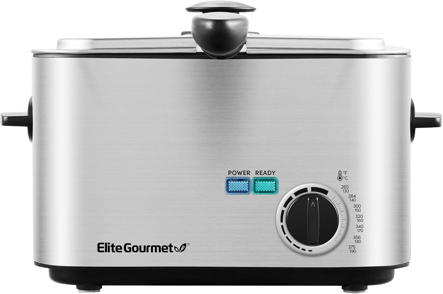 Elite Gourmet EDF1116 Electric 1.2 Qt. \/ 4.8 Cup Oil Capacity Deep Fryer, Adjustable Temperature, Removable Basket, Lid with Cool-Touch Knob, Stainless Steel