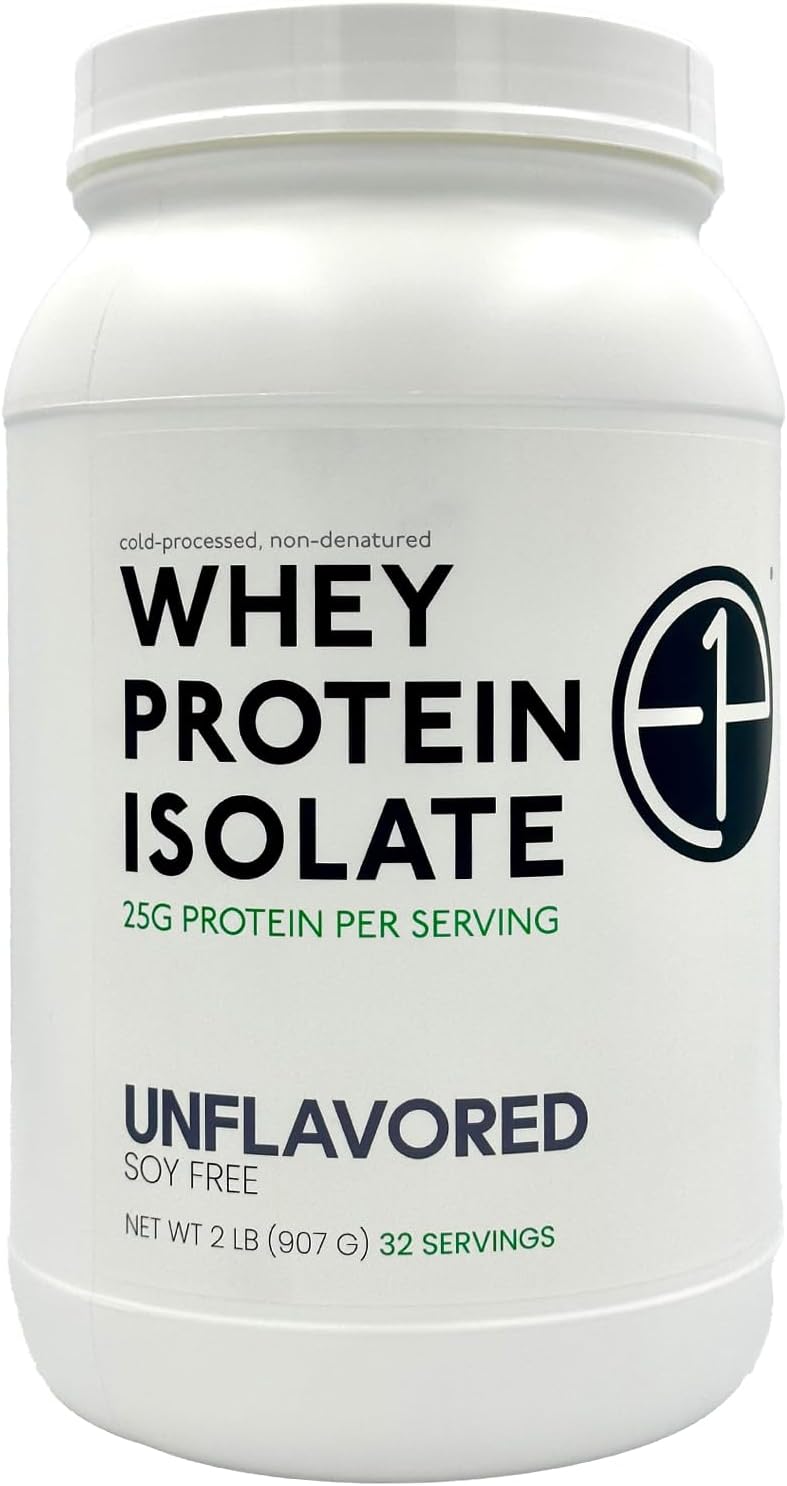 Whey Protein Isolate 2lbs (32 Servings) Unflavored, Non-GMO, Cold-Processed, Non-Denatured, Third-Party Lab Tested. Made with Halal and Kosher Certified Ingredients.