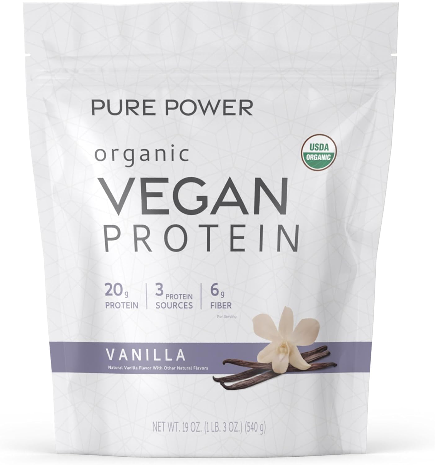 Dr. Mercola Pure Power Organic Vegan Protein - Vanilla, 19 oz, 15 Servings, Certified USDA Organic, Non-GMO