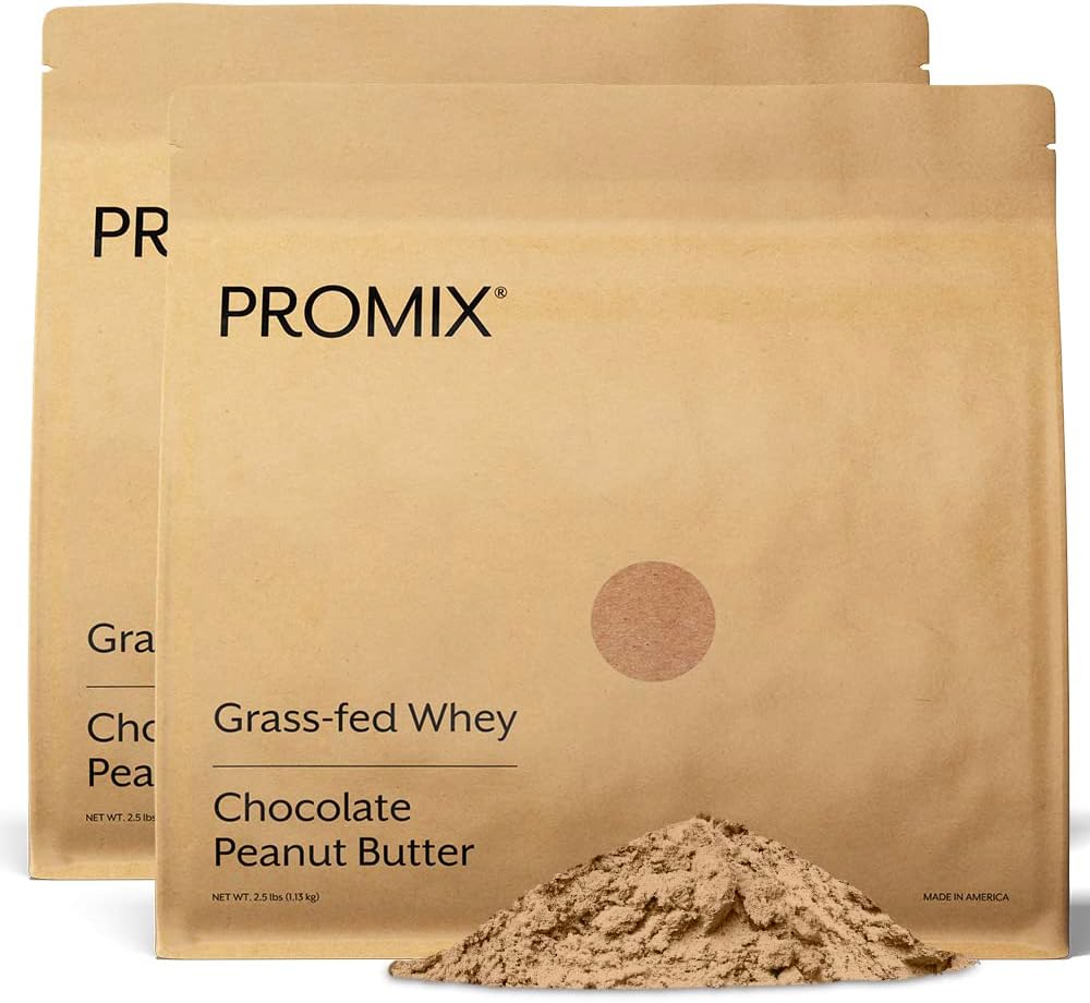 ProMix Nutrition Whey Protein Powder, Chocolate Peanut Butter - Grass-Fed & 100% All Natural - Post Workout Fitness & Nutrition Shakes, Smoothies, Baking & Cooking Recipes - 5 Pound (Pack of 2)