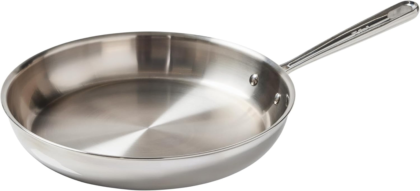 T-fal Pro Tri-Ply Stainless Steel Fry Pan 12 Inch, Induction Compatible, Oven Safe 500F, Fast & Even Heat, Professional Quality & Durability, Frying Pan, Skillet, Cookware, Dishwasher Safe, Silver