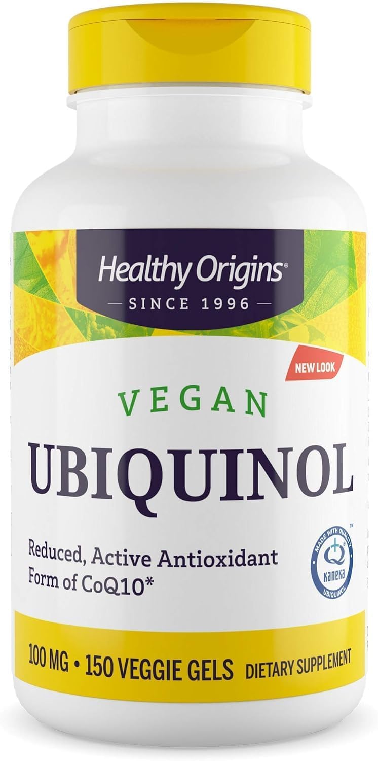 Healthy Origins Vegan Ubiquinol (Active Form of CoQ10), 100 mg - Kaneka Ubiquinol Supplements for Heart Health & Antioxidant Support - Gluten-Free & Non-GMO Supplement - 150 Veggie Gels