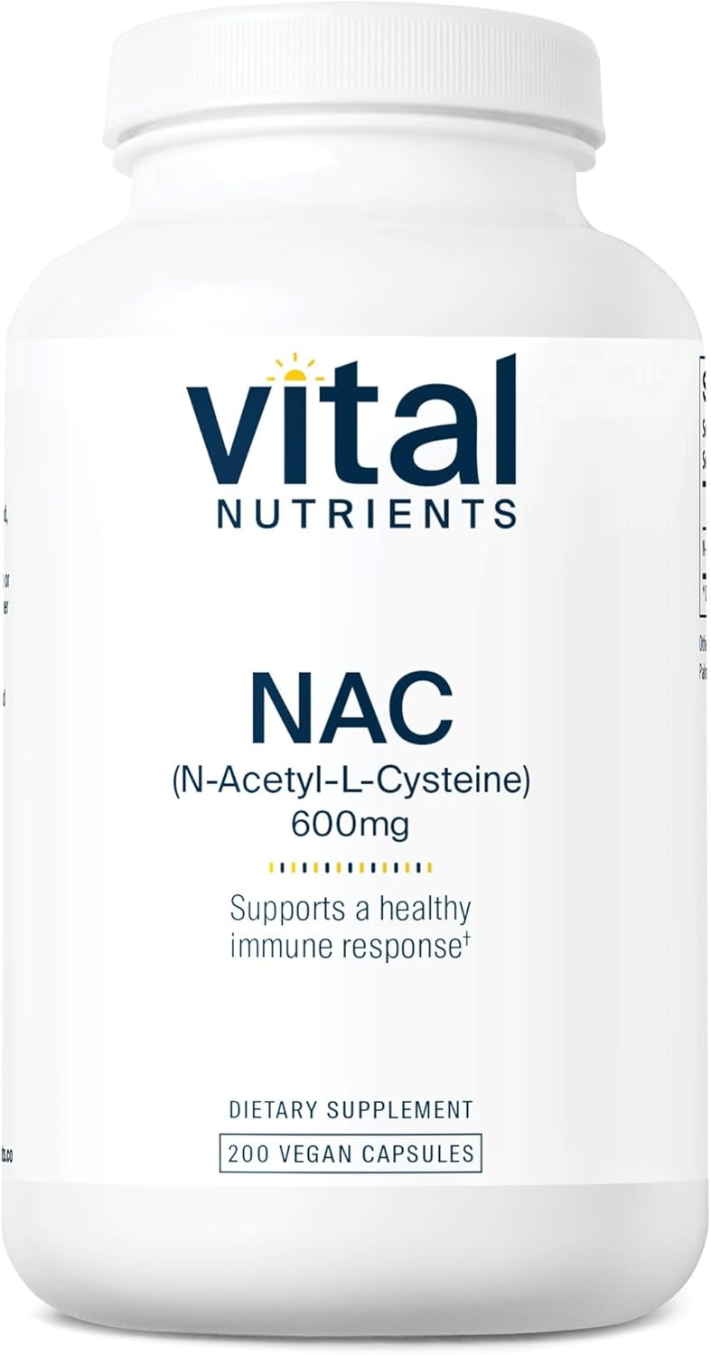 Vital Nutrients NAC 600mg | N-Acetyl Cysteine | Vegan NAC Supplement | Antioxidant for Sinus, Liver, Immune, and Respiratory Health* | Gluten, Dairy, Soy Free | 200 Capsules