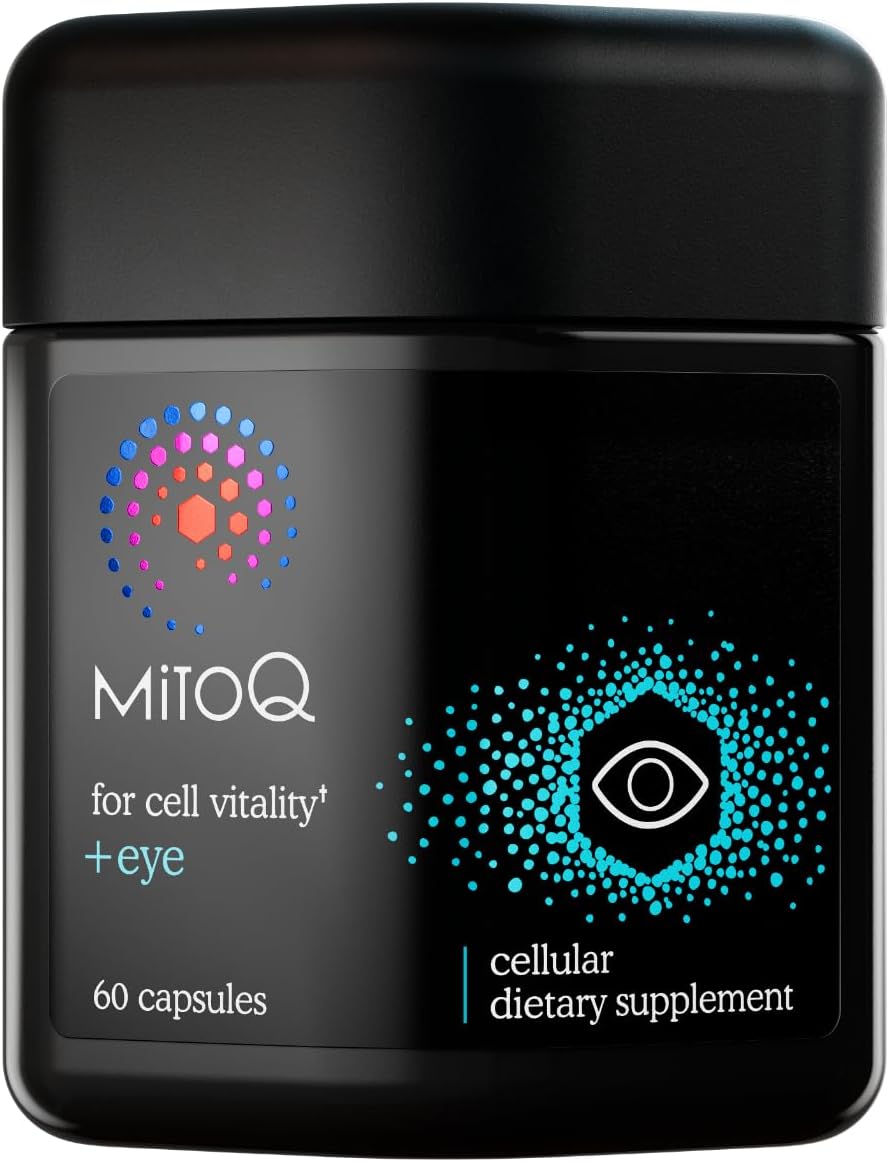 MitoQ +Eye Advanced CoQ10 Antioxidant - Contains Mitoquinol Mesylate, Lutein, Zeaxanthin, Bilberry, Maritime Pine Bark - Supports Eye Health, Blue Light Filtration & Cell Vitality (60 Capsules)