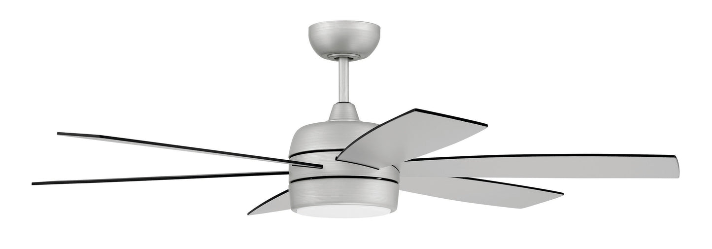Craftmade Trevor 52-in Painted Nickel with Brushed Nickel Blades Integrated LED Indoor/Outdoor Smart Ceiling Fan with Light and Remote (6-Blade) TRV52PN6