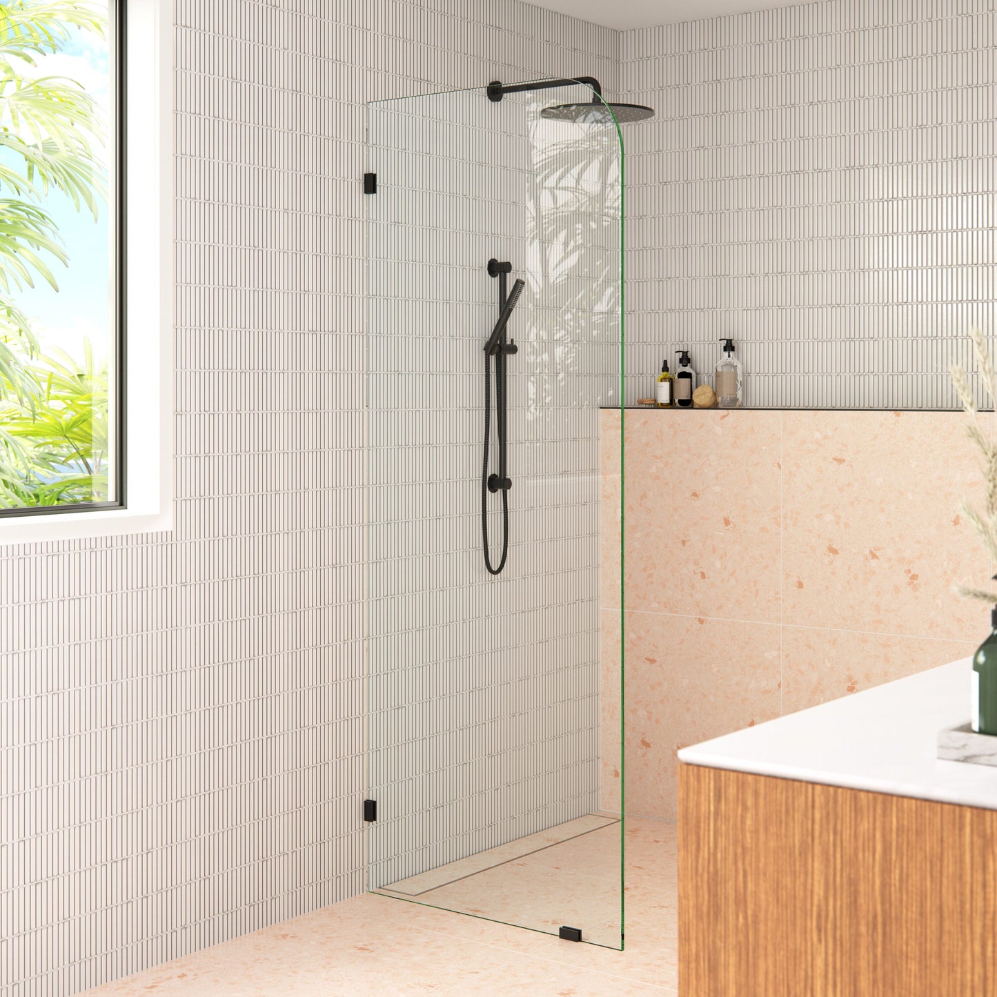 Glass Warehouse Solaris Matte Black 30-in W x 78-in H Frameless Tempered Glass Fixed Shower door