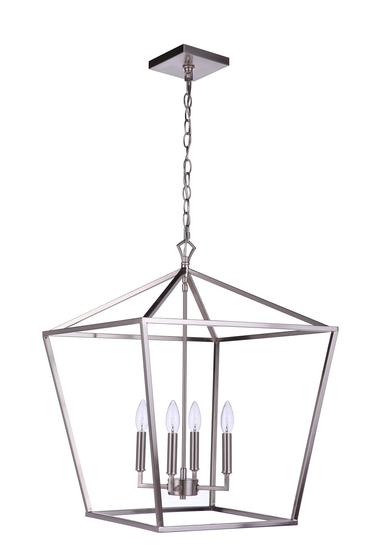 Craftmade Flynt II 4 -Light Brushed Polished Nickel Traditional Square Medium Hanging Pendant light 4852207