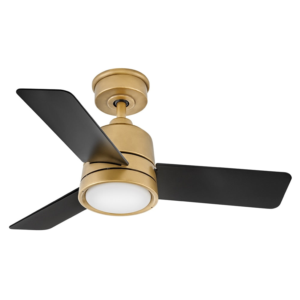 Hinkley Chet 36-in Heritage Brass with Matte Black Blades LED Indoor/Outdoor Smart Ceiling Fan with Light and Remote (3-Blade) 905236FHB-LWA