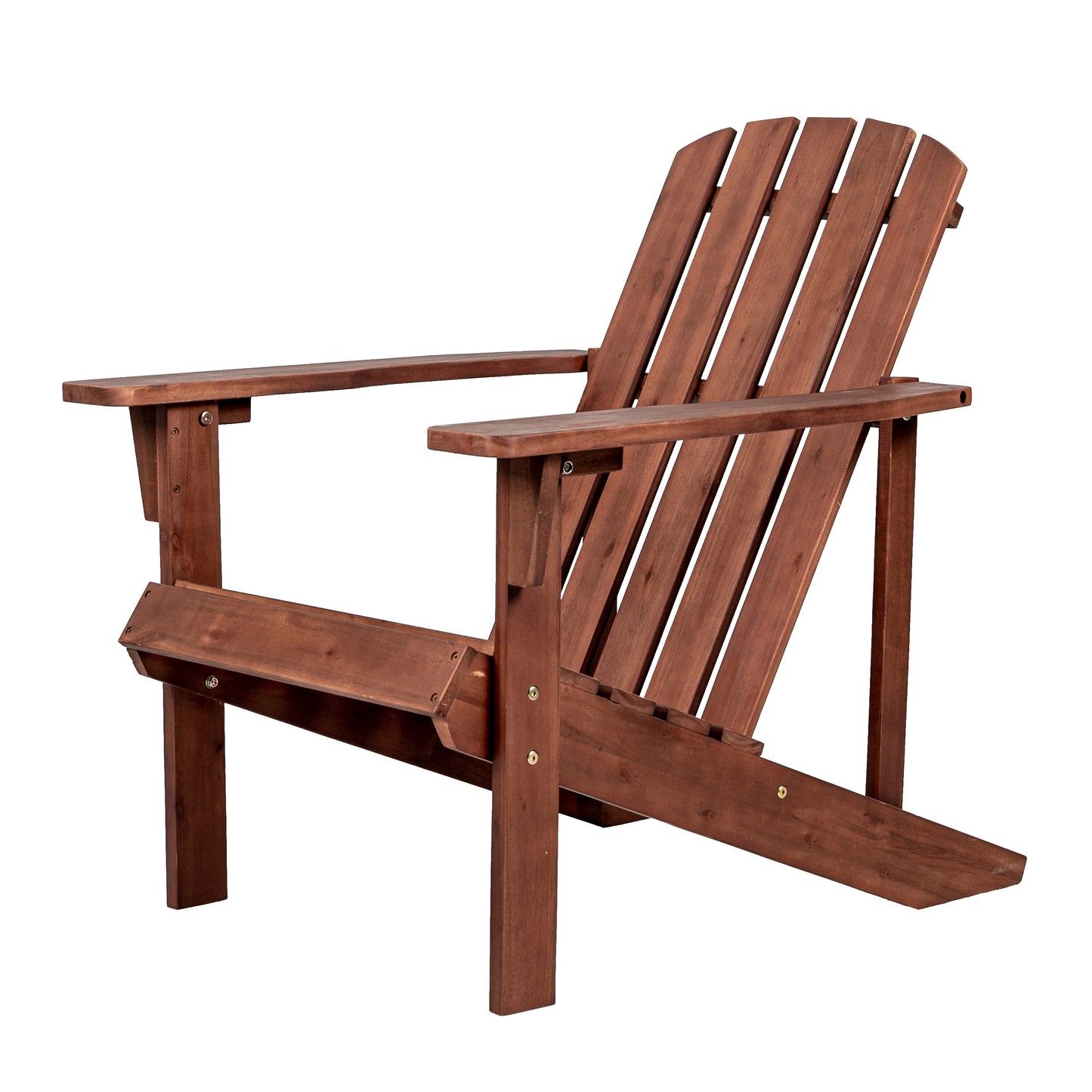 JONATHAN Y Westport Traditional Coastal Dark Brown Wood Frame Stationary Adirondack Chair with Solid Seat