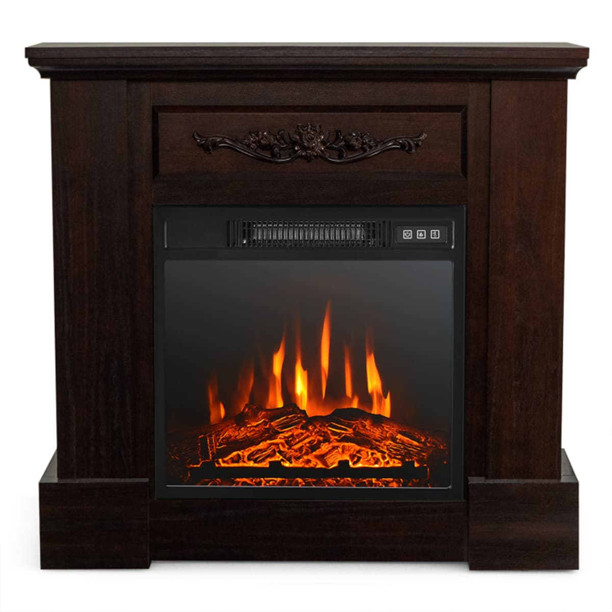 Clihome 32-in W Brown TV Stand with Fan-forced Electric Fireplace CL-NAUS-10103
