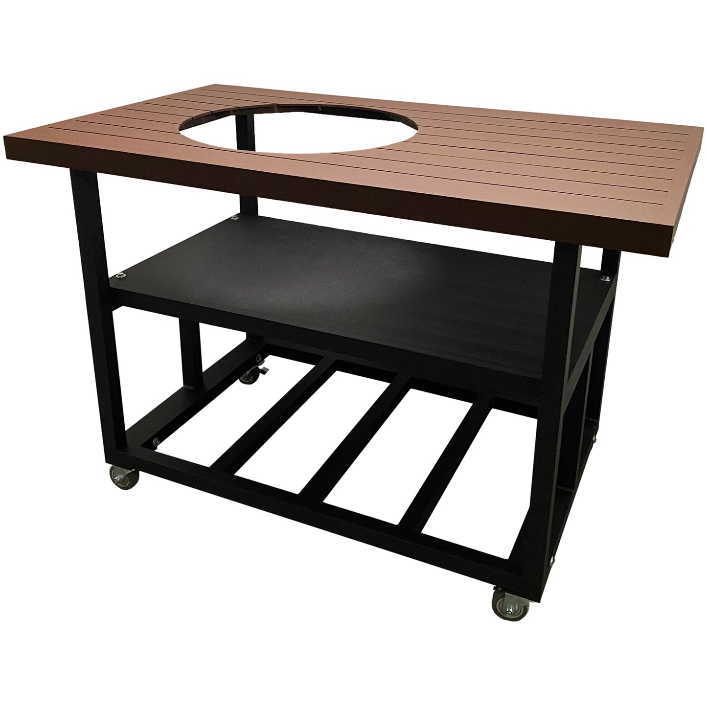 HEATMASTER Large Big Green Egg Table Brown Aluminum Grill Cart PCEKDBGELGRST