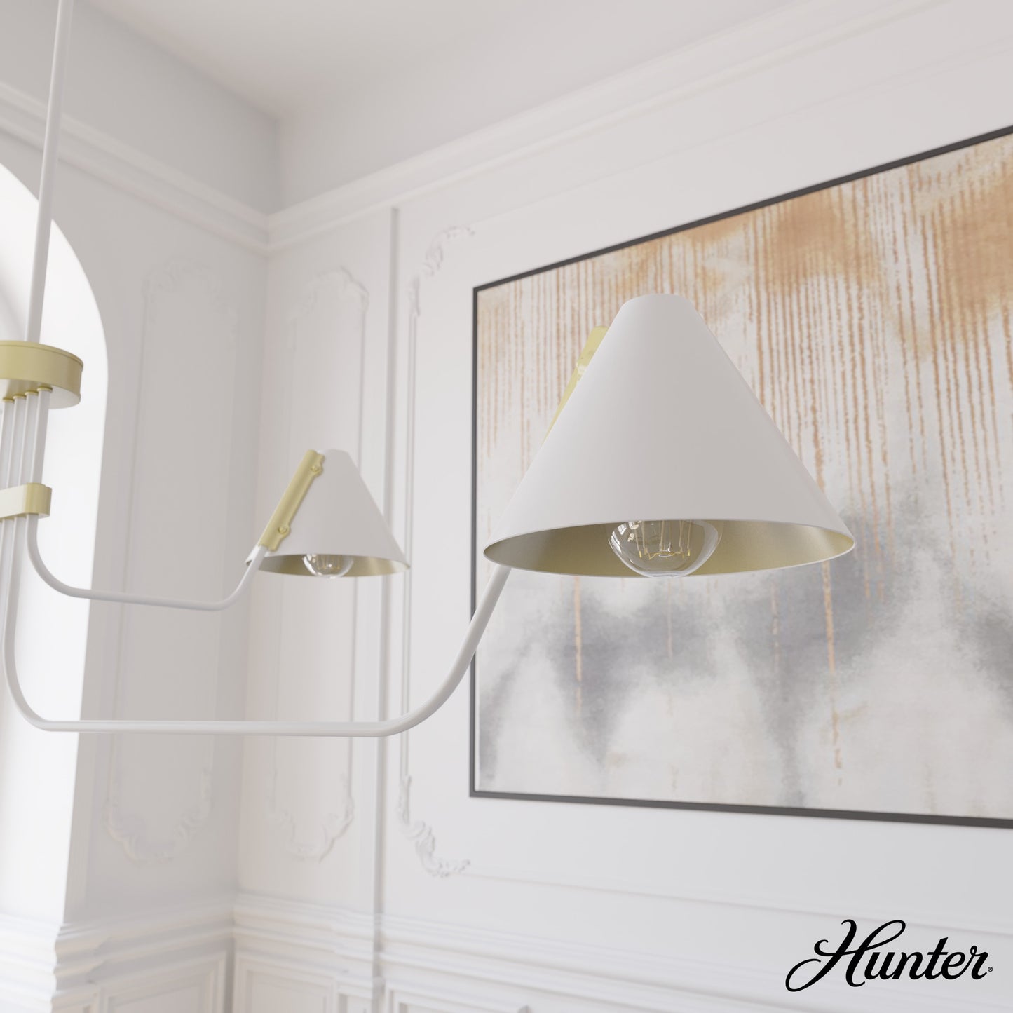 Hunter Grove Isle 4 -Light Matte White Modern/contemporary For Use in Bedrooms, Dining Rooms, Foyers, Kitchens, Living Rooms Chandelier 3848186