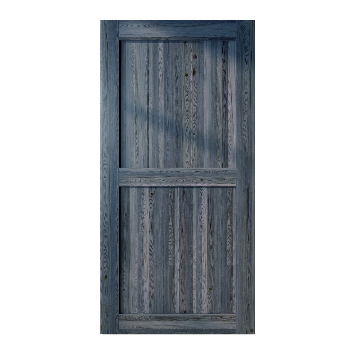 HOMACER 48-in x 84-in Navy Mid-Bar Pine Wood Solid core Single Barn Door (Hardware Not Included)